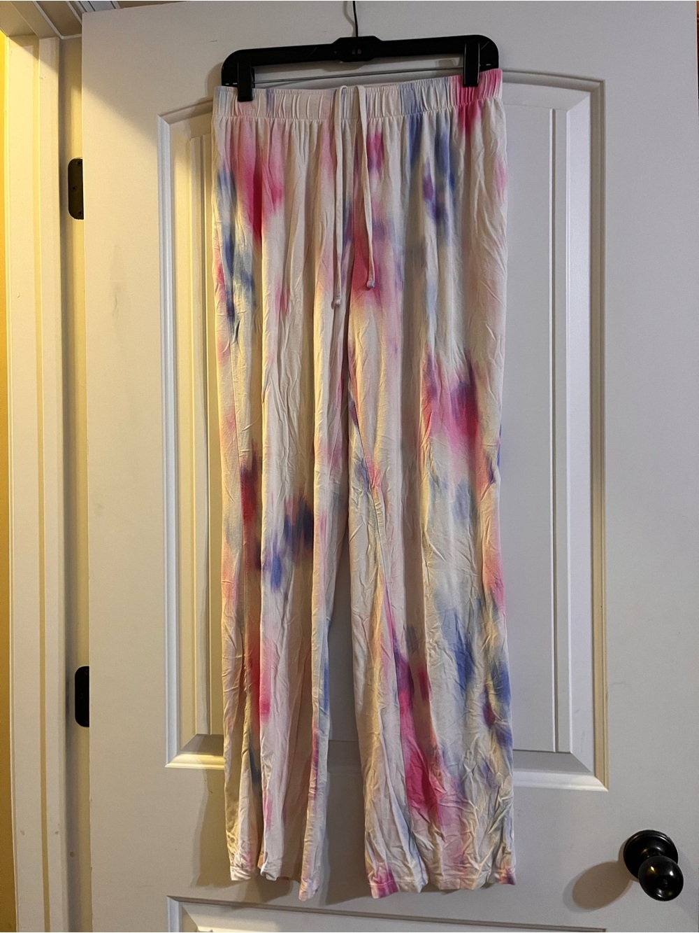 Women’s Old Navy Cream Lounge Pants with Pink and Blue Tie-Dye